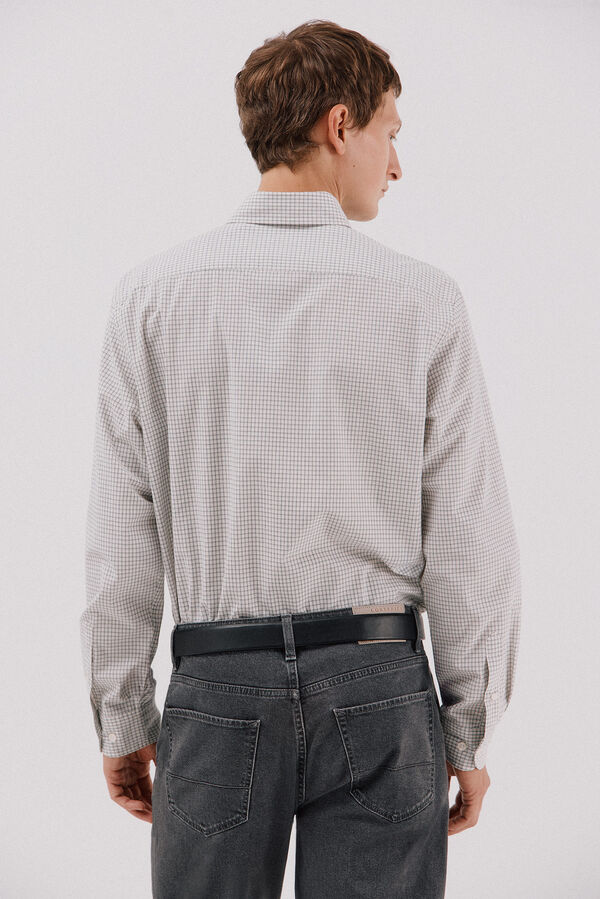 Cortefiel Checked poplin shirt Grey