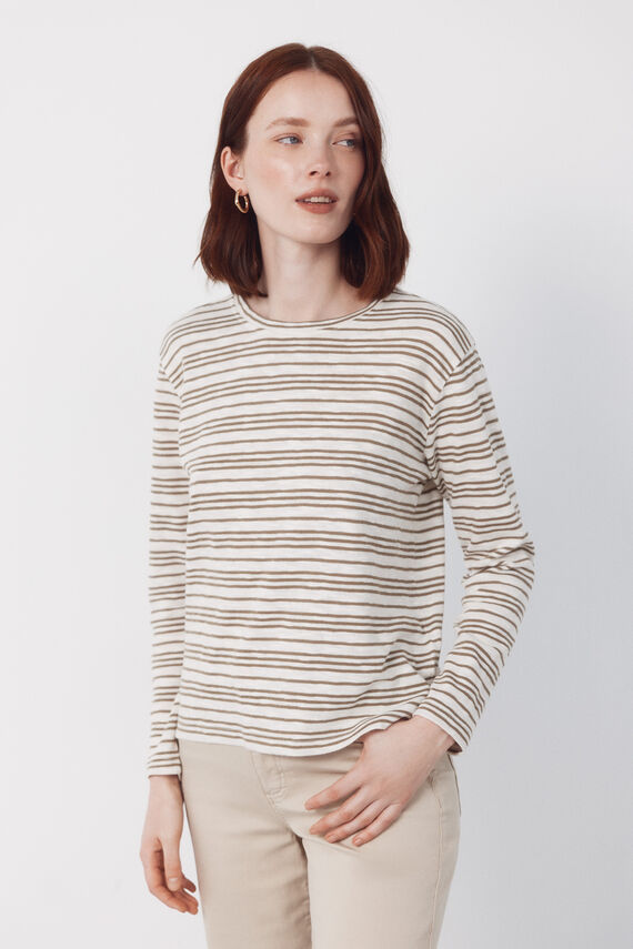 Camiseta efecto lino rayas