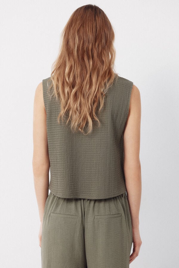 Cortefiel Structured jersey-knit vest Kaki