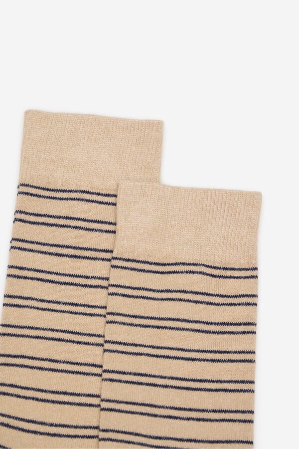 Cortefiel Micro stripe socks Camel