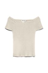 Vero Moda Top manga curta decote barco Tostado