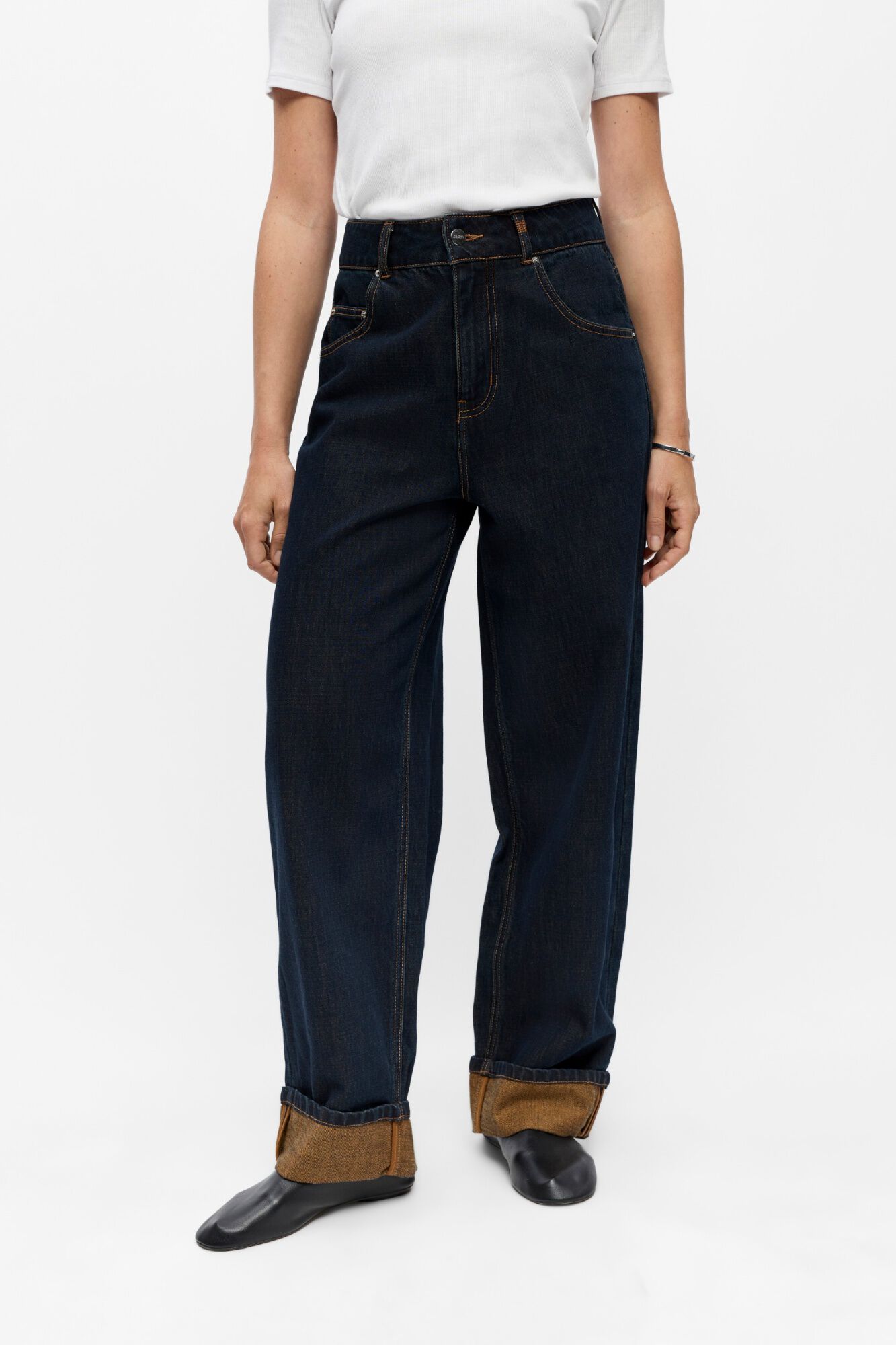Object Straight hem turn-up jeans