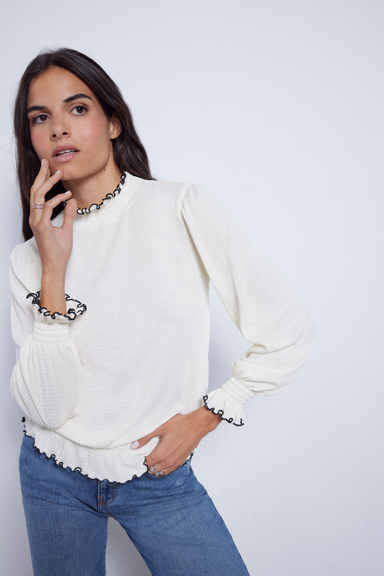 High neck jersey top outlet