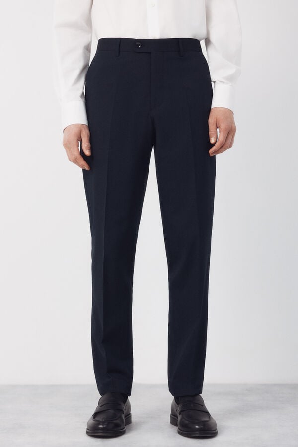 Cortefiel Dynamic blue structured trousers Navy