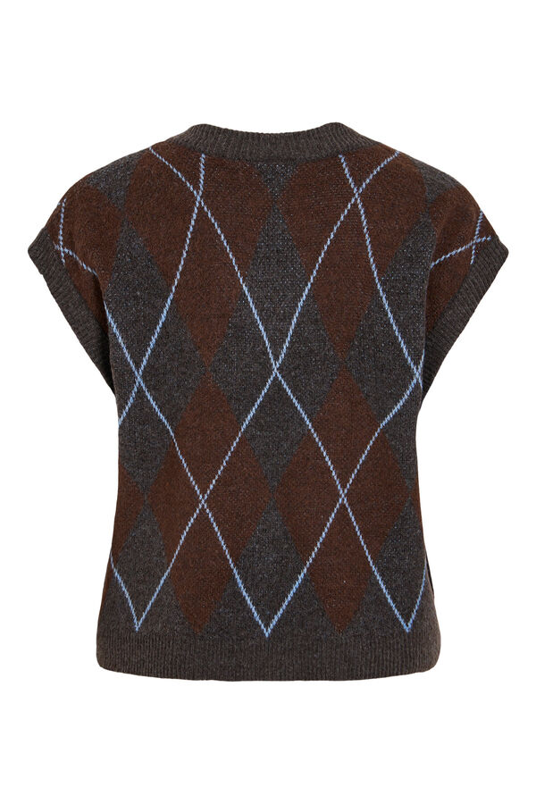 Vila V-neck knit gilet Dark brown