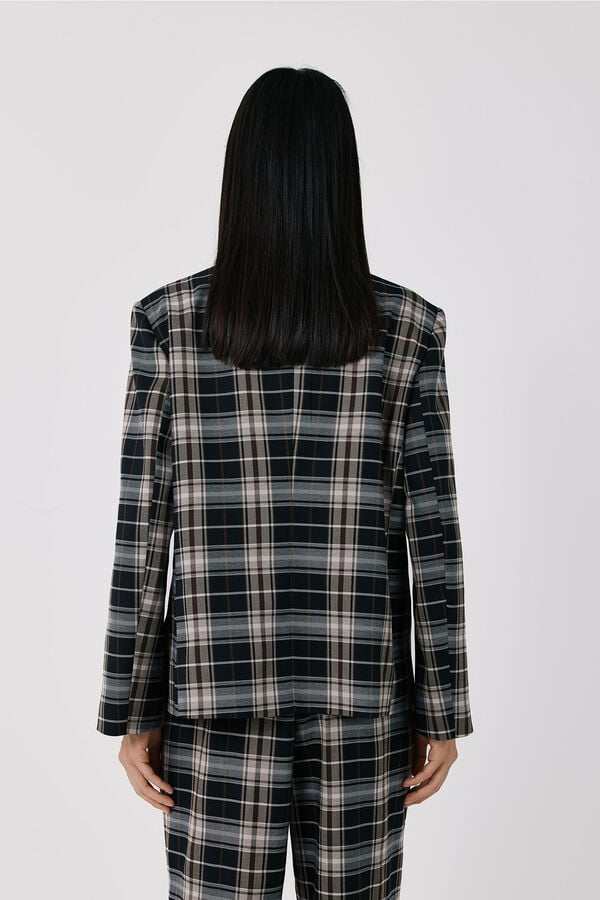 Cortefiel Women's double-breasted blazer Printed grey