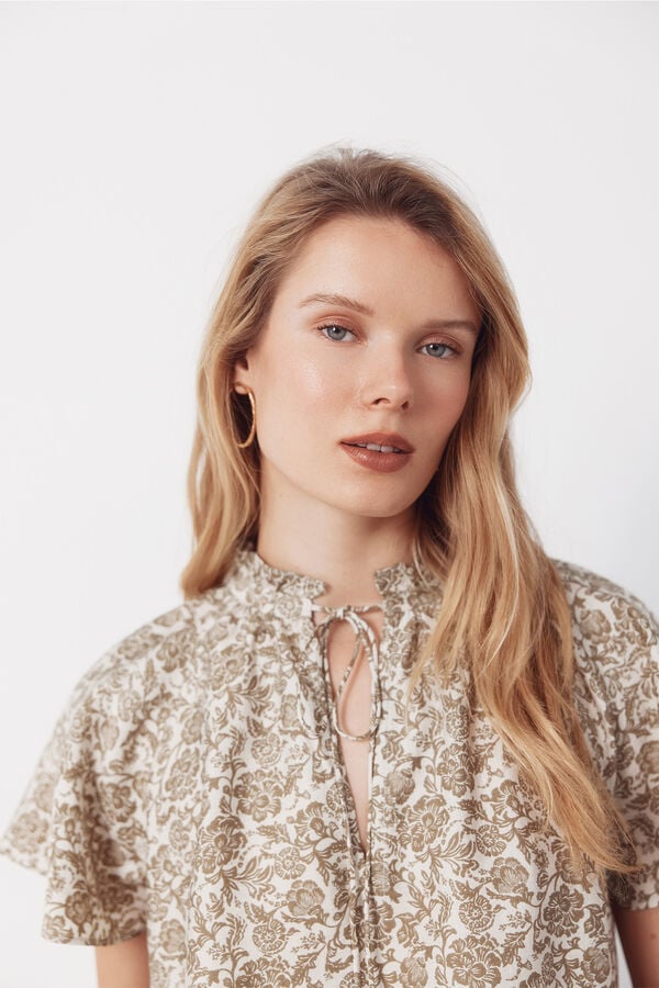 Cortefiel Raglan sleeve blouse Printed green