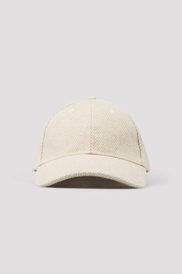 Cortefiel Herringbone cap Printed beige