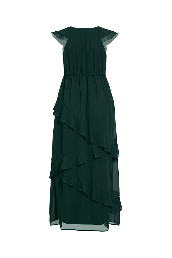 Vila Chiffon midi party dress Dark green