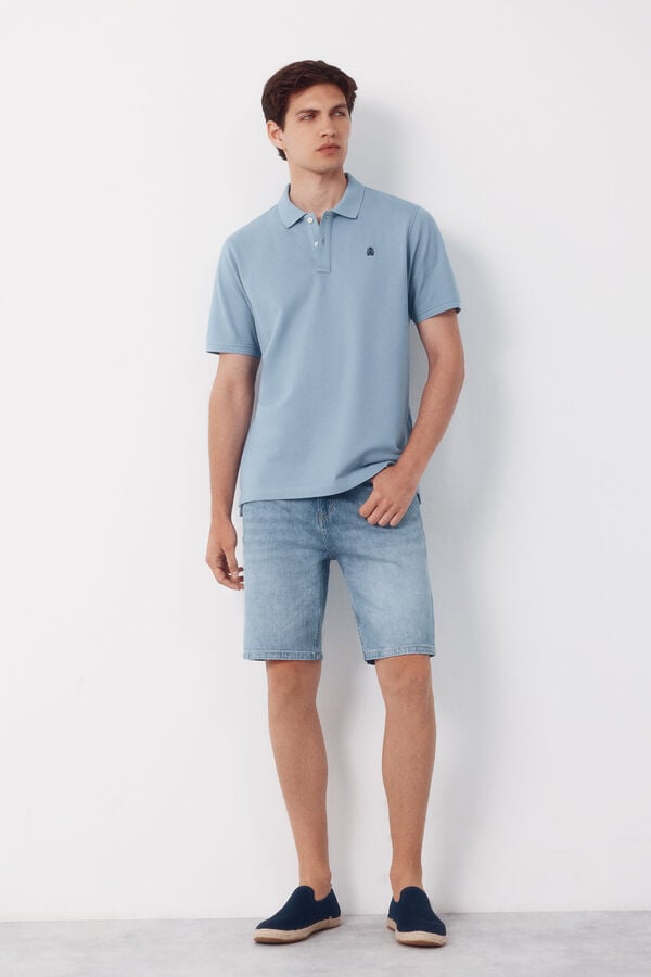Cortefiel Piqu&eacute; basic polo shirt Blue