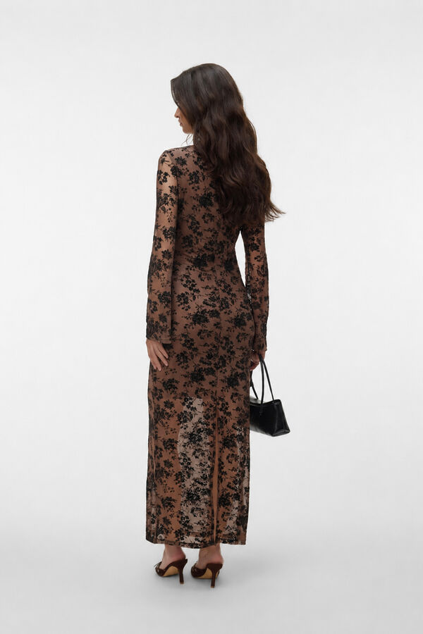 Vero Moda Vestido comprido com decote barco Castanho
