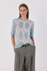 Cortefiel Diamond knit jumper Blue