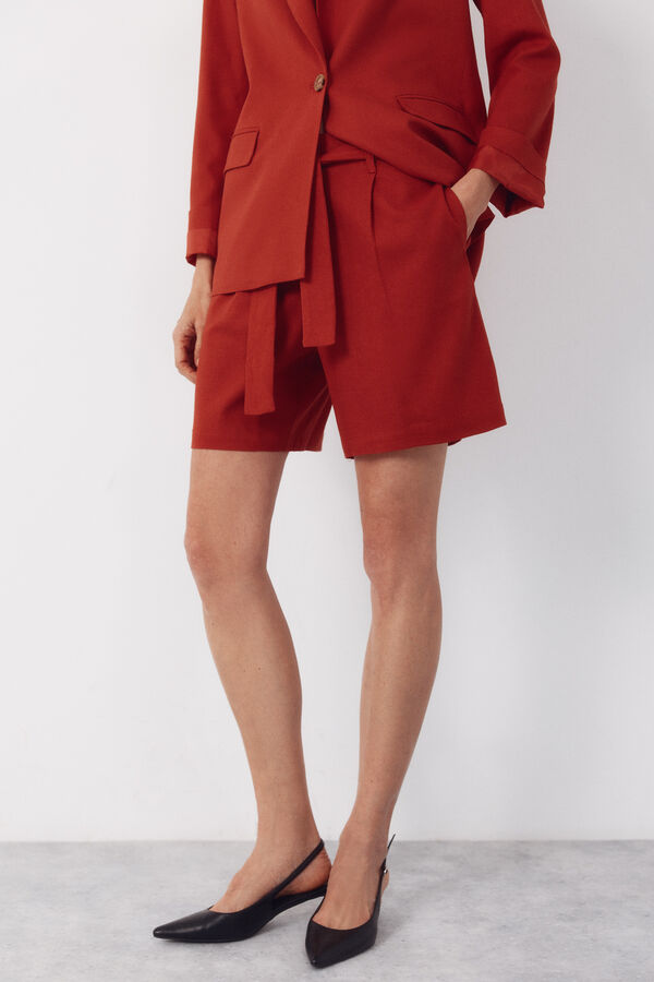 Cortefiel Bermuda de linho Laranja