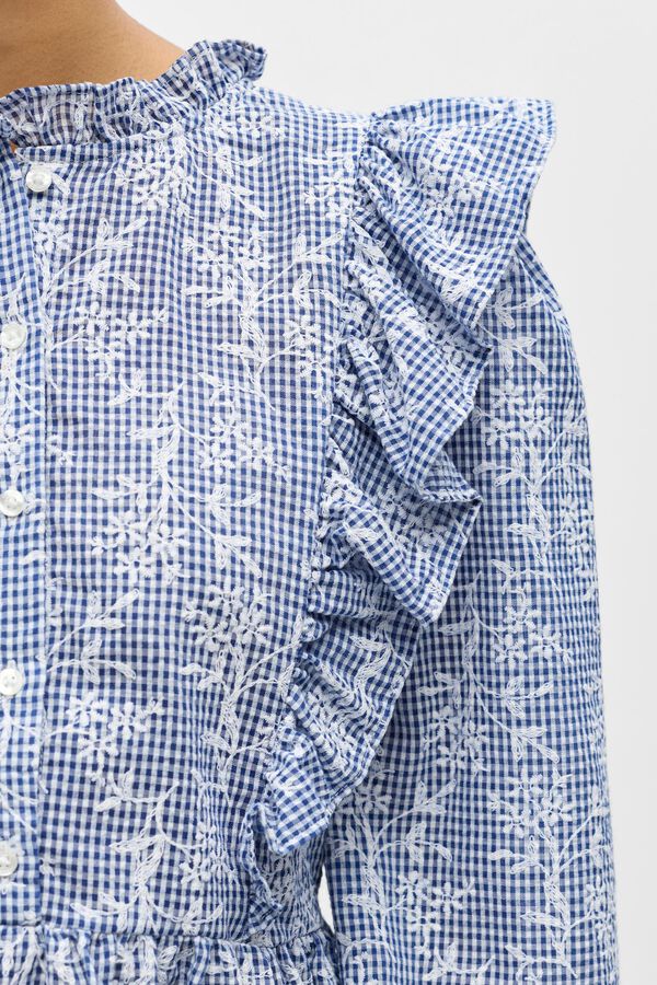Object Blusa estampada com folhos Azul