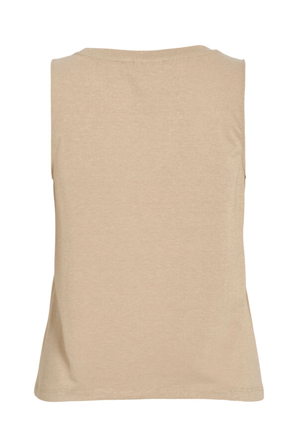 Vila Top de mulher sem mangas com l&uacute;rex Tostado