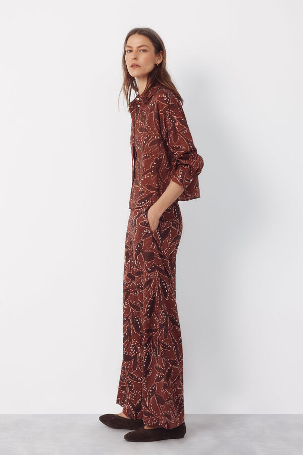 Cortefiel Camisa estampada Castanho