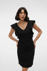 Cortefiel Short dress with V-neckline and waist seam Black