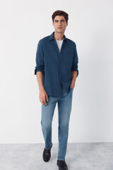 Cortefiel herringbone shirt with pockets Navy