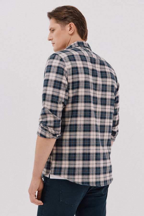 Cortefiel Checked flannel shirt Navy