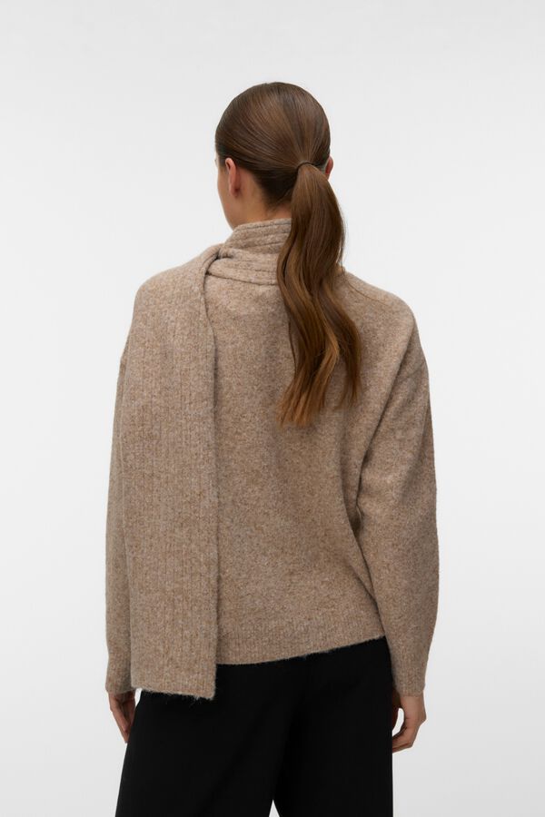 Vero Moda Camisola com gola cachecol Castanho
