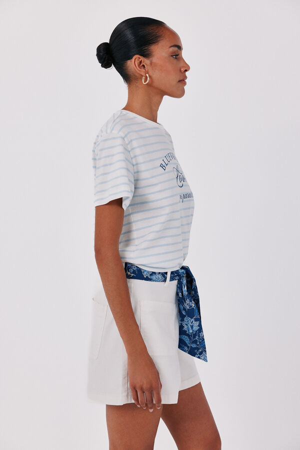 Cortefiel Striped print T-shirt Printed blue