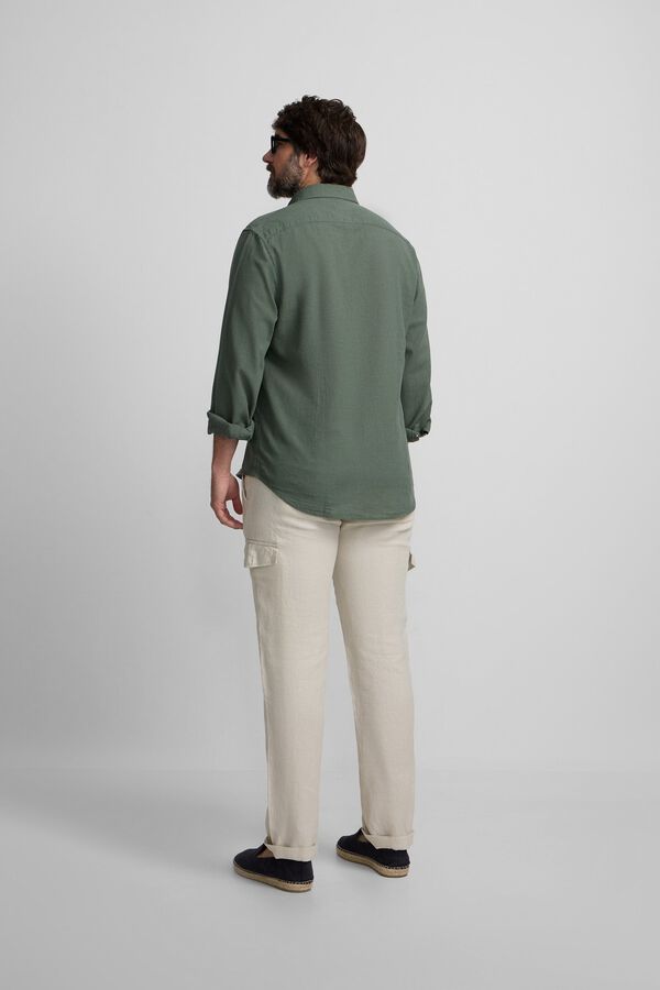 Silbon Linen sport shirt Green