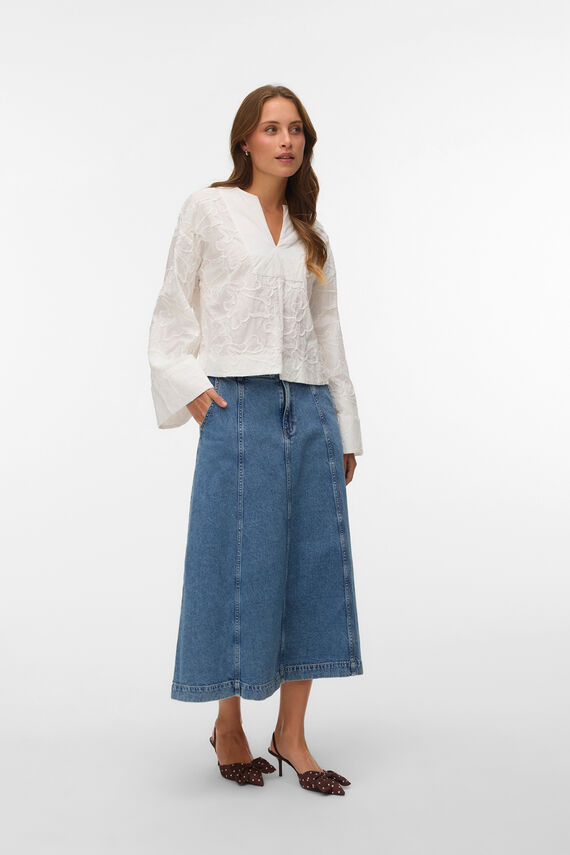 Falda denim midi