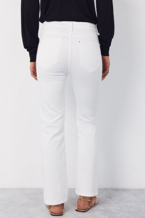 Cortefiel Jeans Sensational Campana Crop Blanco