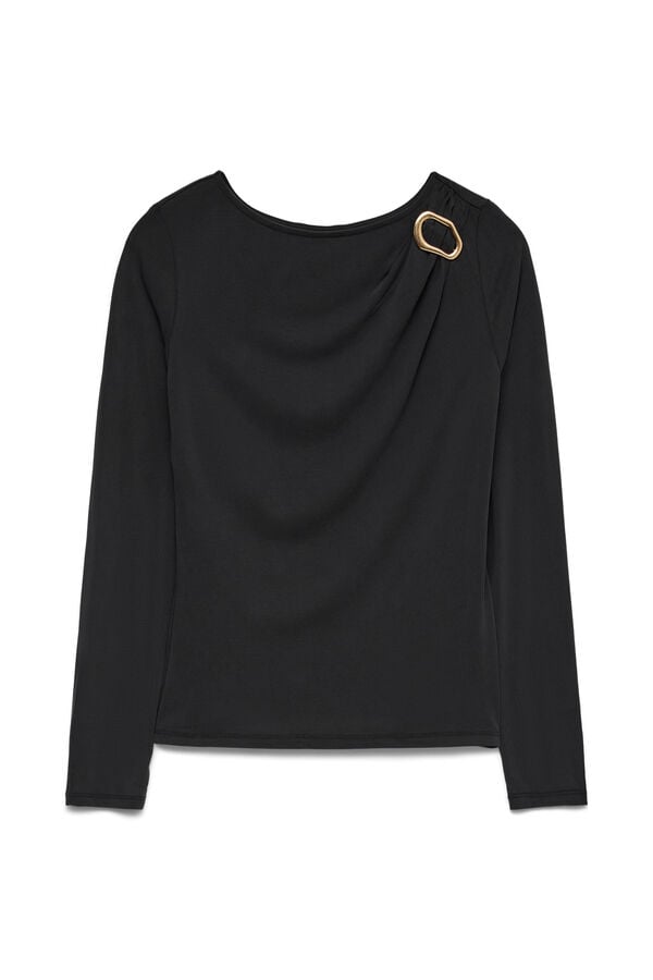 Vero Moda Top manga comprida com joia Preto