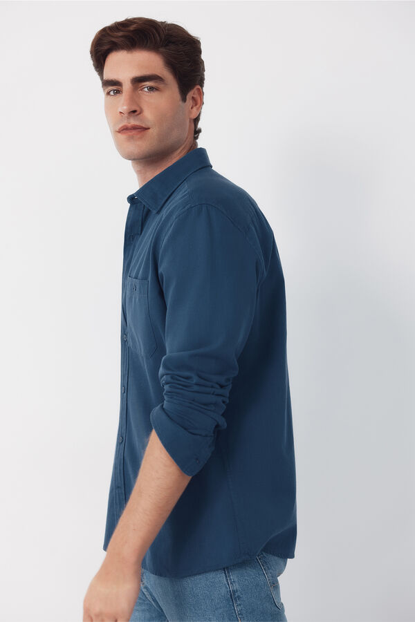 Cortefiel herringbone shirt with pockets Navy