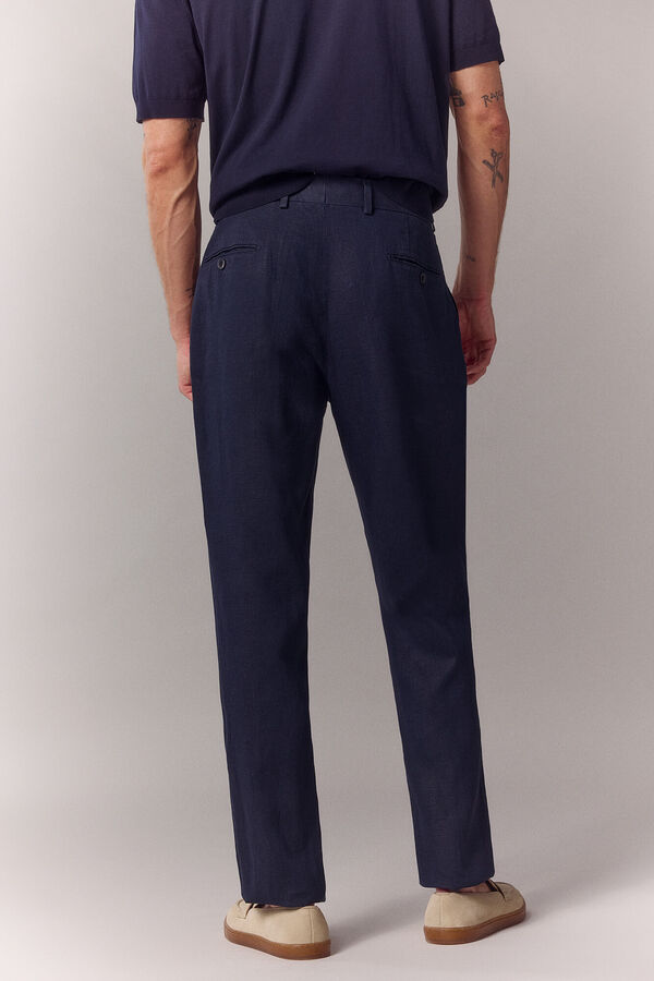 OOTO Linen co-ord tailored trousers Navy