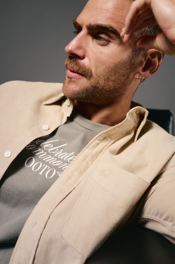 OOTO Plain corduroy shirt Beige