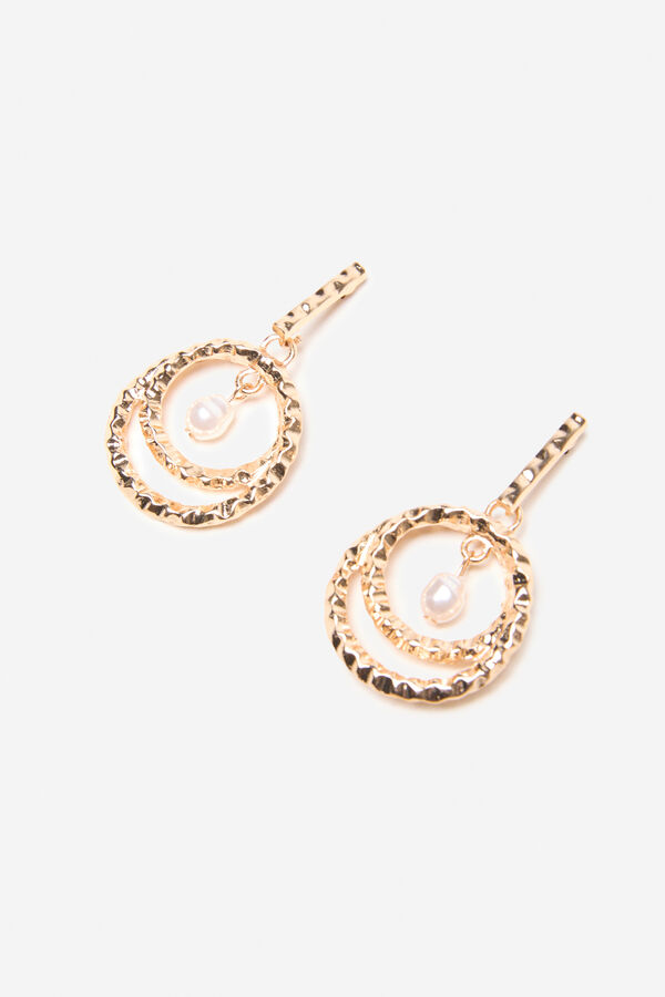 Cortefiel Hoop earrings with pearl  Gold