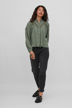 Cortefiel Women's long-sleeve button-up shirt Green