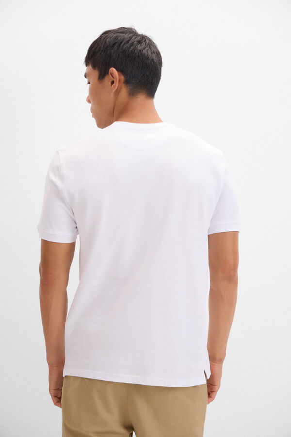 Cortefiel Camiseta básica piqué Branco
