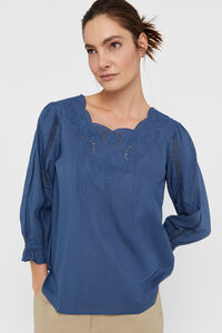 Cortefiel Embroidered blouse Blue