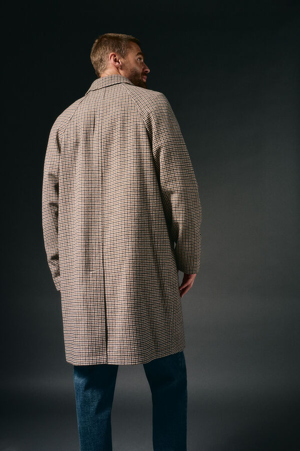 OOTO Sobretudo xadrez inglês Tostado