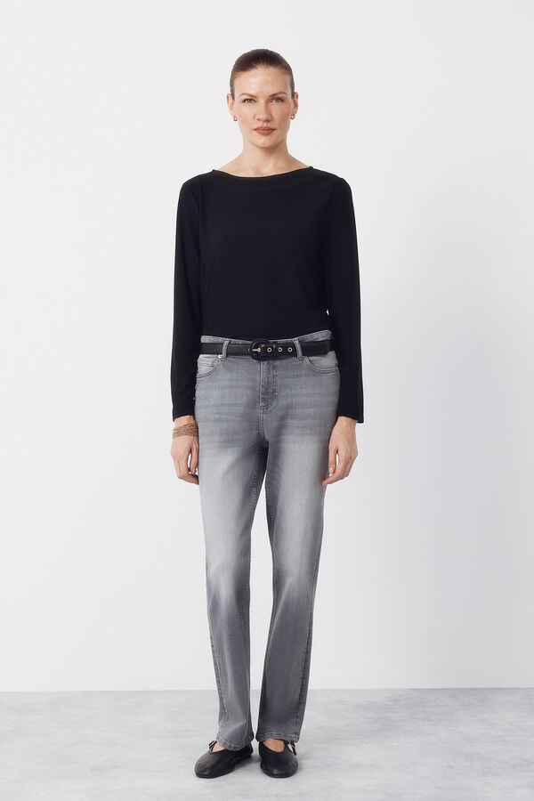 Cortefiel Camiseta escote barco lace Negro