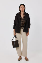 Cortefiel Double-breasted short coat Dark brown