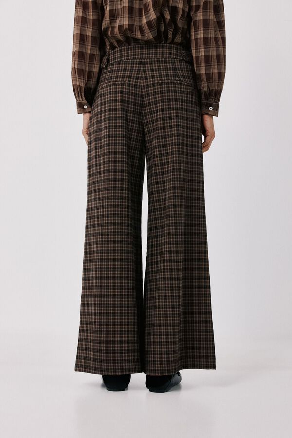 Cortefiel Women's plaid trousers Printed brown