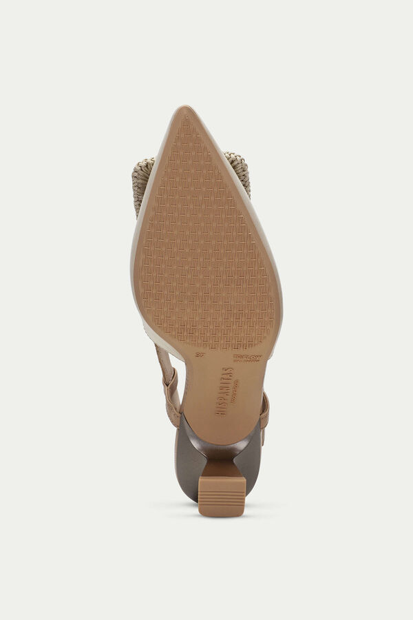 Cortefiel NOVA pointed toe heeled slingbacks with maxi embellishment Beige
