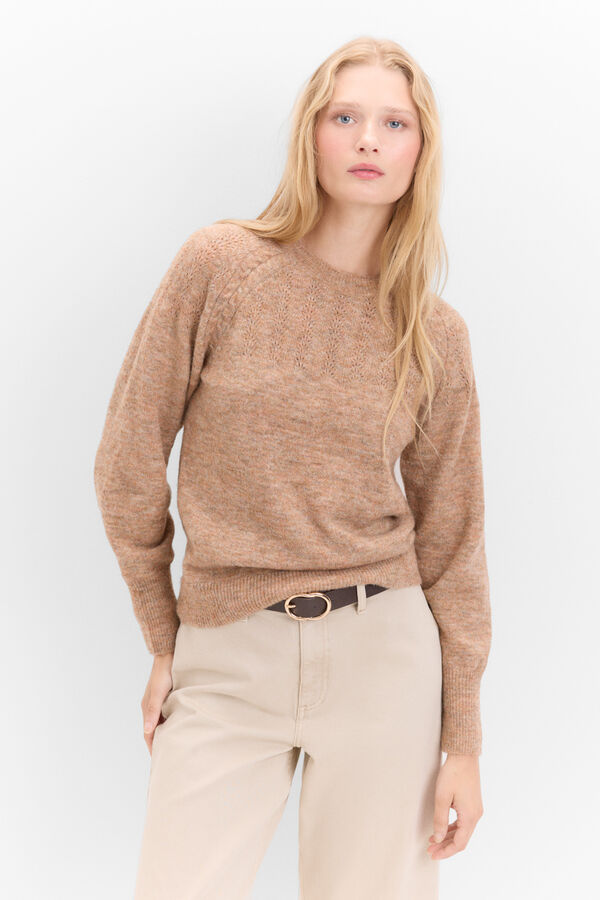 Cortefiel Openwork yoke jumper Camel