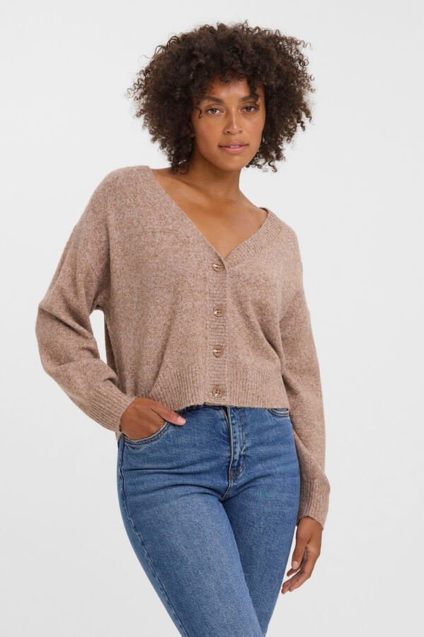 Vero Moda C&aacute;rdigan b&aacute;sico de punto Marr&oacute;n