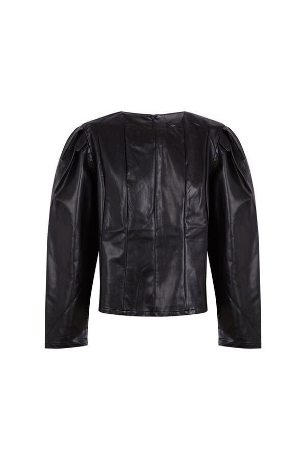 Cortefiel Faux leather effect top Black