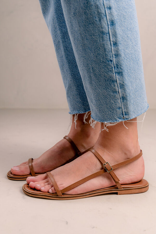 Bryan Stepwise Sand&aacute;lia em pele Castanho