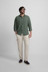 Silbon Linen sport shirt Green