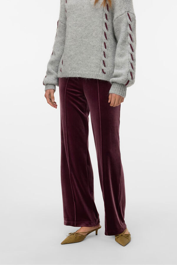 Vero Moda Cal&ccedil;a compridas de veludo Roxo