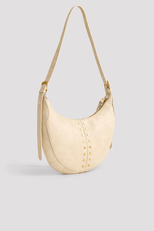 Cortefiel Crossbody bag with studs Printed white