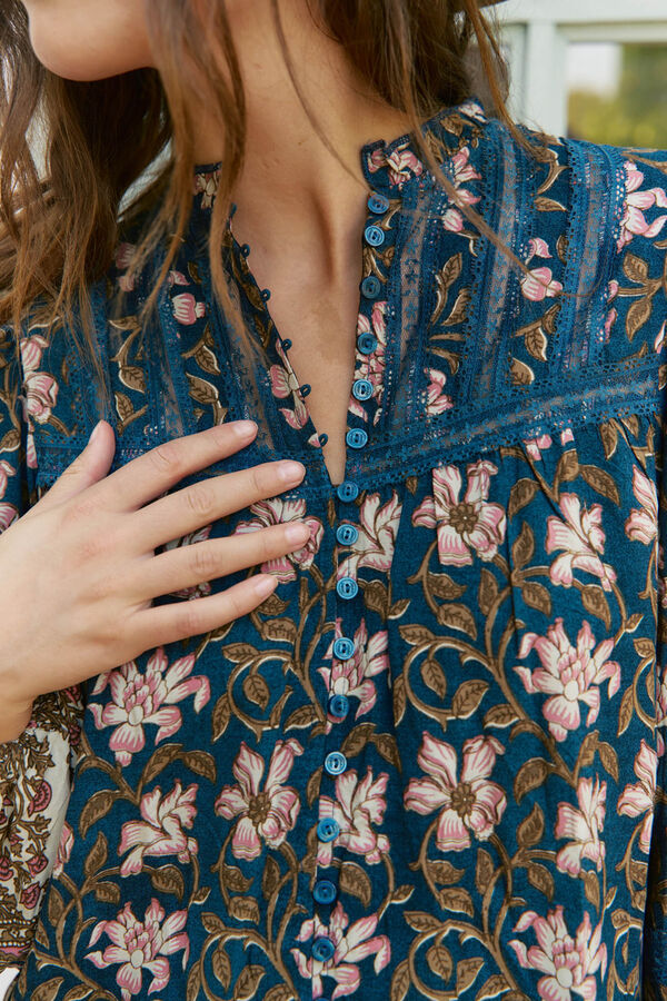 Jaase Blusa Nadia com estampado Nomade Azul