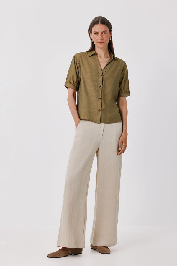 Cortefiel Short sleeve shirt Green